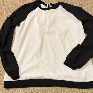 Apt. 9 Black and White Zip Detail Top